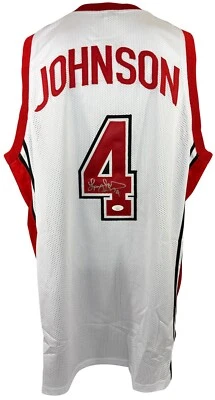 Larry Johnson autographed signed jersey NBA Charlotte Hornets JSA COA - Image 1 of 4