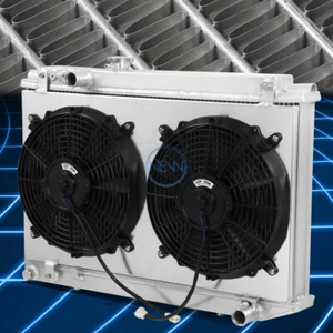 For 86-92 Toyota Supra 7M-GE 3-Row Cooling Radiator+12V Fan Shroud Replacement - Picture 1 of 5