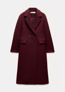 ZARA ZW COLLECTION WOOL BLEND COAT BURGUNDY NEW FW24/25 SIZES XS-XXL 9231/756 - Picture 1 of 5