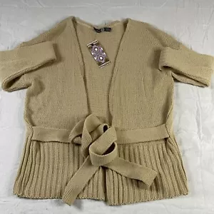Womens Cardigan Size 16/18 Brown Knit Boohoo NEW Tie Up Long Sleeve - Picture 1 of 9