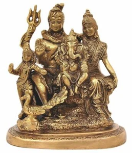 Brass Shiva Parvati Ganesha Parivar Family Murti Idol Statue Figurine Sculpture - Picture 1 of 4