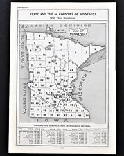 1912 Minnesota Map Duluth Superior Minneapolis St Paul St Croix River T.Hill