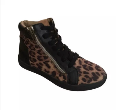 Zapatos Steve Madden para mujer con estampado de leopardo parte superior alta con cordones cremallera lateral talla 5M Foto 1 de 4