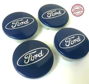 4x 54MM BLUE FORD ALLOY WHEEL CENTRE FUSION FOCUS 3 FIESTA MONDEO MK2 MK4 KUGA - Picture 1 of 11