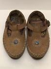 Hush Puppies Brown Moccasin With Buckle Silver Shoes Girls Size 2.5M
