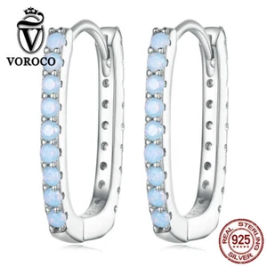 Orecchini clip orecchini Voroco European S925 argento sterling zirconi semplici gioielli donna - Foto 1 di 12