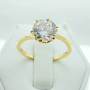 Anillo de boda solitario chapado en oro amarillo blanco joyería de moda para mujer R7608 regalo - Imagen 1 de 8