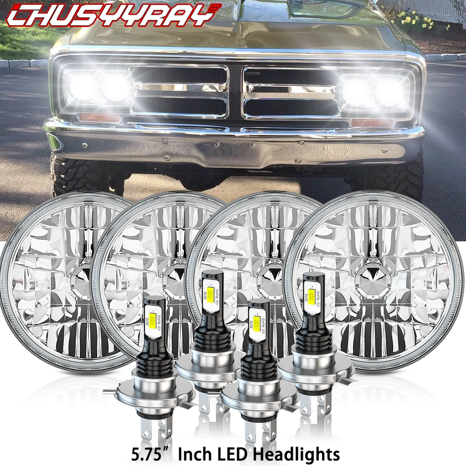 4PCS 5.75" 5-3/4" Round LED Headlights for GMC 1000 Series 1960 1961 1962-1966 - Image 1 of 4