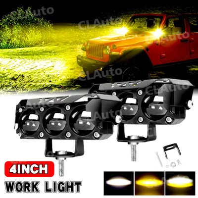 2X 4inch 160W LED Work Light Bar Cube Pods Offroad Driving Fog Lamp Yellow White - Image 1 of 4