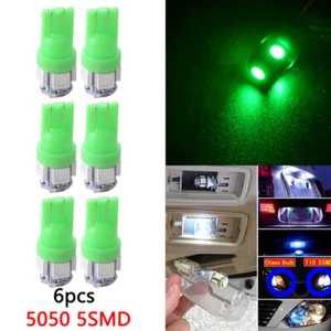 6X T10 5050 5SMD LED Interior Dome Map Lights Instrument Dash Bulbs Green - Foto 1 di 7