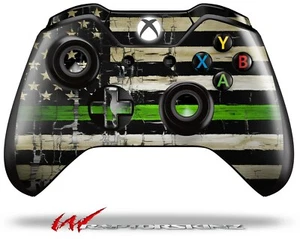 Painted Faded Cracked Green Line USA American Flag Skin for XBOX One Controller - Picture 1 of 3