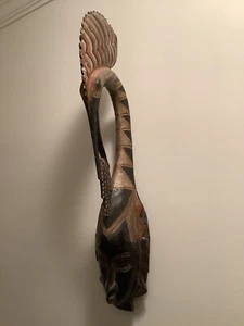De colección. Máscara africana Guro con talla de pájaro — Auténtico arte africano en madera tallado a mano - Imagen 1 de 6