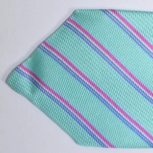 Corbata 100% nueva Kiton Sevenfold azul aguamarina rosa azul rayas - TOTALMENTE NUEVA 170891 - Imagen 1 de 3