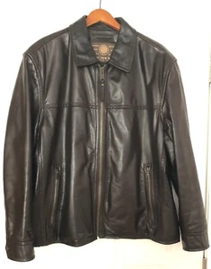 Marc New York Chaqueta de cuero marrón oscuro para hombres forro acolchado talla XL NICE - Imagen 1 de 12