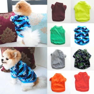 Warm Fleece Pet Dog Clothes Print Puppy Shirt Pullover Camouflage Dog Clothing ~ - Picture 1 of 20