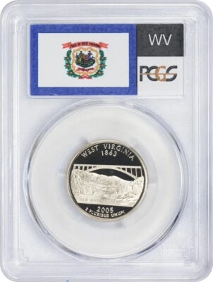 2005-S Flag Clad West Virginia State Quarter WV PR70DCAM PCGS Proof 70 Deep Cam - Image 1 of 2