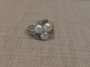 Alwand Vahan STERLING SILVER & 14K YELLOW GOLD GENUINE PEARL & DIAMOND RING - Picture 1 of 10