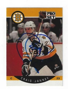 Signed Craig Janney Boston Bruins 1990-91 Pro Set Hockey Card #8 COA - Picture 1 of 1