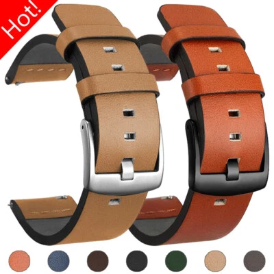 20 22mm Leather for Samsung Galaxy Watch 6 4 5 Pro Active 2 for Huawei GT2 3 PRO - Image 1 of 4