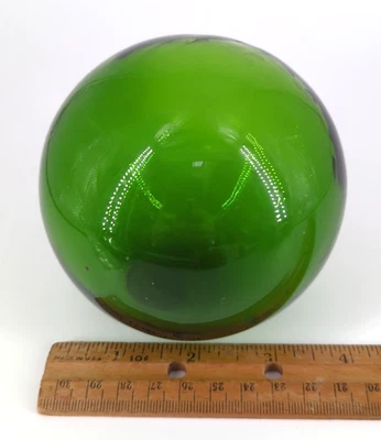 "Bola soplada a mano flotadora de pesca de vidrio vintage 4,25"" verde" Foto 1 de 4