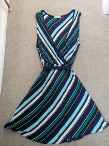 Oasis Beautiful Striped Jersey Dress L - Picture 1 of 4