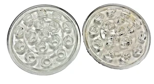 2 Vintage Flower Frogs Clear Glass 16 Hole  5" Dia Flower Floral Arrangement - Picture 1 of 13