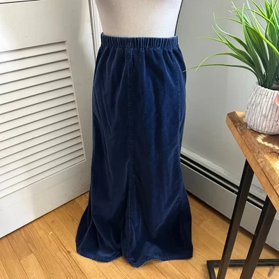 Falda Vintage DENIM CO Mujer Pequeña Azul Terciopelo Maxi Pull On Acampanada Retro Años 90  Foto 1 de 4
