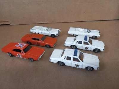 Винтажный Ertl Dukes of Hazard Лот из 6 Транспортных средств - 2 General Lee's, 2 Boss Hog, 2 Копа - Изображение 1 из 4