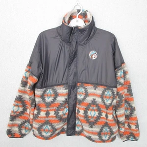 Buc-ee's Jacket Womens Medium Gray Orange Aztec Fleece Full Zip Patch Outdoors - Picture 1 of 9