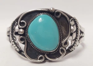 Brazalete Navajo Turquesa SW Plata Esterlina Robin Azul Huevo De Colección Firmado T - Imagen 1 de 24