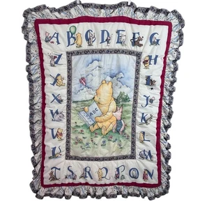 Vintage Winnie The Pooh Baby Quilt ABC Reversible Classic Pooh Nursery 1998 USA - Picture 1 of 15