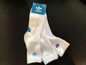 Nuevo 3 pares de calcetines deportivos Adidas blancos para hombre hasta el tobillo grandes - Imagen 1 de 4