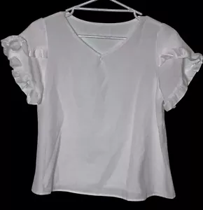 Women’s White Ruffle Layered Sleeve Casual Blouse, Size10 - Bild 1 von 6