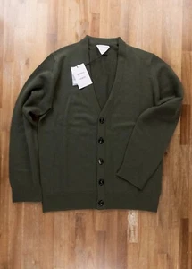 BOTTEGA VENETA solid dark green cashmere cardigan Size XL authentic NWT - Picture 1 of 6