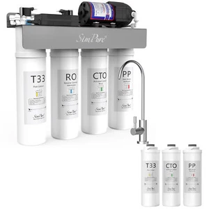 Sistema de ósmosis inversa UV SimPure WP-400G de 8 etapas sin tanque 3 filtros de agua adicionales - Imagen 1 de 9