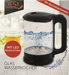 Glas Wasserkocher 1,7Liter mit LED Beleuchtung Kabellos 2200 Watt - Bild 1 von 6