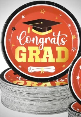 "Platos de papel cena 9"" naranja felicitaciones graduación graduación graduación" Foto 1 de 4