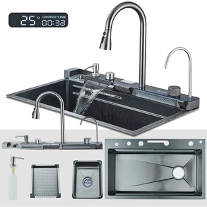 Flying Rain Stainles Steel Watefall Kitchen Sink Faucet Household Workstation - Picture 1 of 24