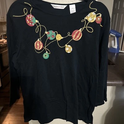 Camisa de Navidad Draper’s & Damon’s Talla L Algodón Holiday Sparkles Grnamacore Foto 1 de 4