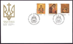Canada #1222 - 1224 "MADONNA + CHILD" Brand New 1988 First Day Cover - Picture 1 of 2