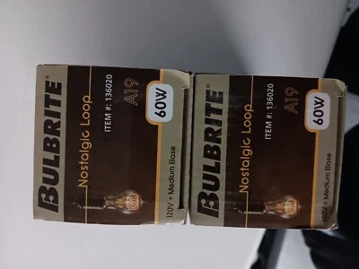 2 Pack Edison Light Bulb Pottery Barn 60W Bulbrite Nostalgic Loop vintage bulbs - Image 1 of 3