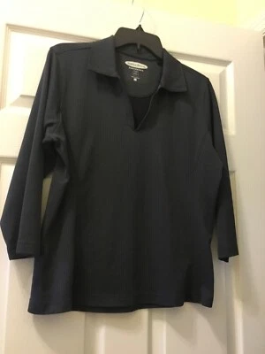 Camisa de golf Pebble Beach Premier Performance negra manga 3/4 talla grande para mujer  Foto 1 de 4