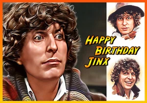 TOM BAKER TRIBUTE 4th fourth spoof PERSONALISED BIRTHDAY POP ART CARD - Picture 1 of 8