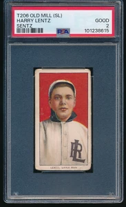 1909-11 T206 Harry Lentz Little Rock Old Mill Cigarettes PSA 2 GOOD - Picture 1 of 2