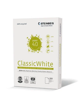 Steinbeis Classic White 80g/m² DIN-A3 500 Blatt 70 Weiße 100 % Altpapier Papier