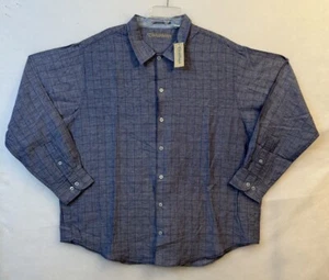 Caribbean Roundtree & Yorke XXL Deep Blue Long Sleeve Men Linen Shirt - Picture 1 of 5