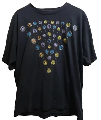 VTG 1990s Womens Volcano Shirt Triangle Circles Bedazzled Glitter Geometric USA - Image 1 of 4