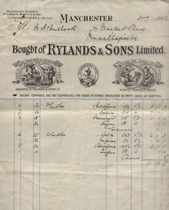 1912 MANCHESTER, RYLANDS & SONS LTD. COTTON SPINNERS & MANUFACTURERS - Picture 1 of 1