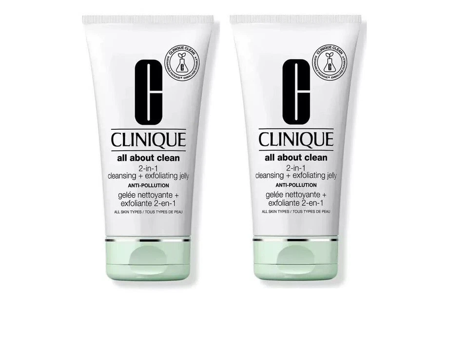 2x Clinique All About Clean 2 en 1 limpieza + gelatina exfoliante 5 oz/150 ml completa - Imagen 1 de 1