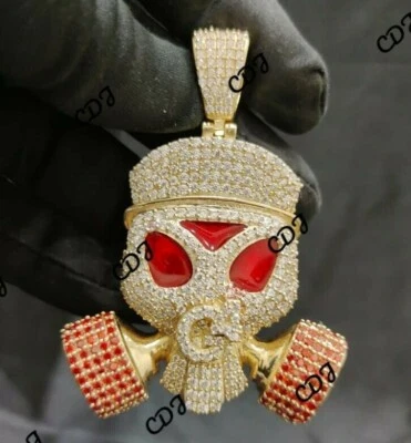 1.44ct Cubic Zirconia Enamel Skull Charm Pendant Free Stud Silver - Image 1 of 4